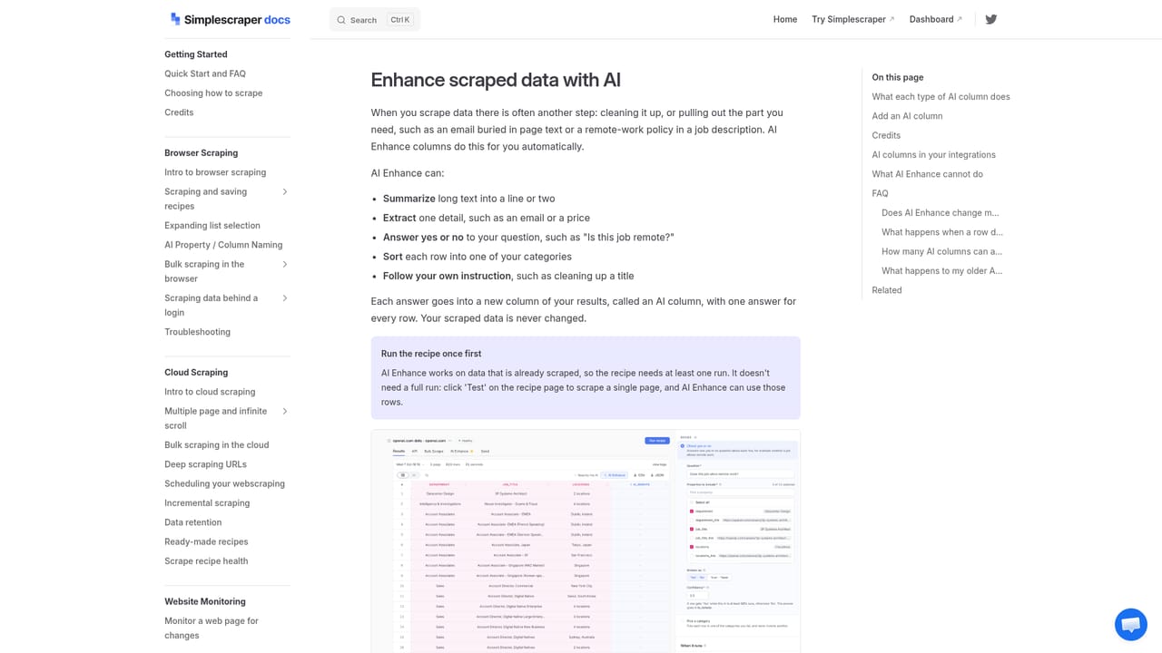 Simplescraper — Add an AI enhancement step