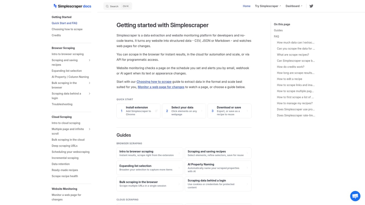 Simplescraper — Read the documentation for advanced setups