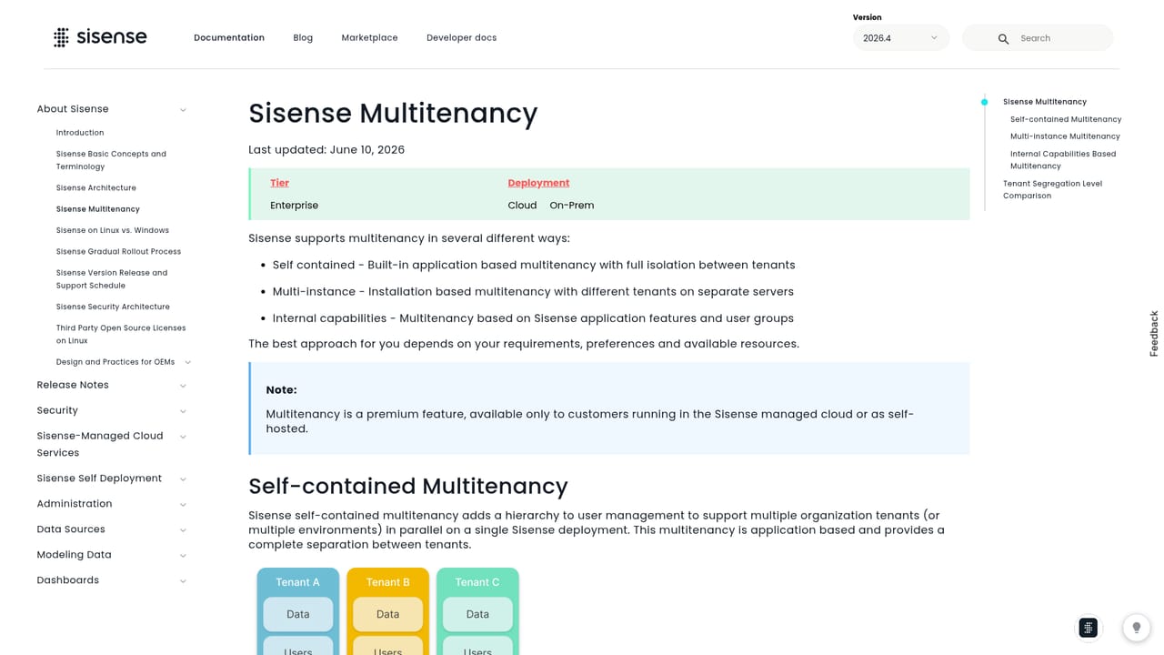 Sisense — Configure multitenancy and row-level security