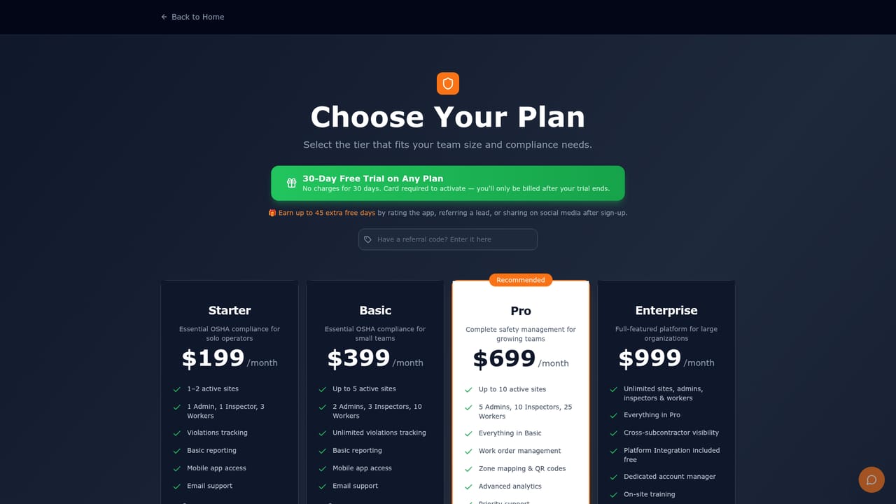 Site Protocol AI — Choose a plan