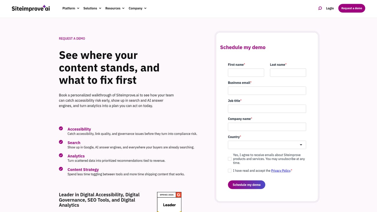 Siteimprove — Book a guided demo