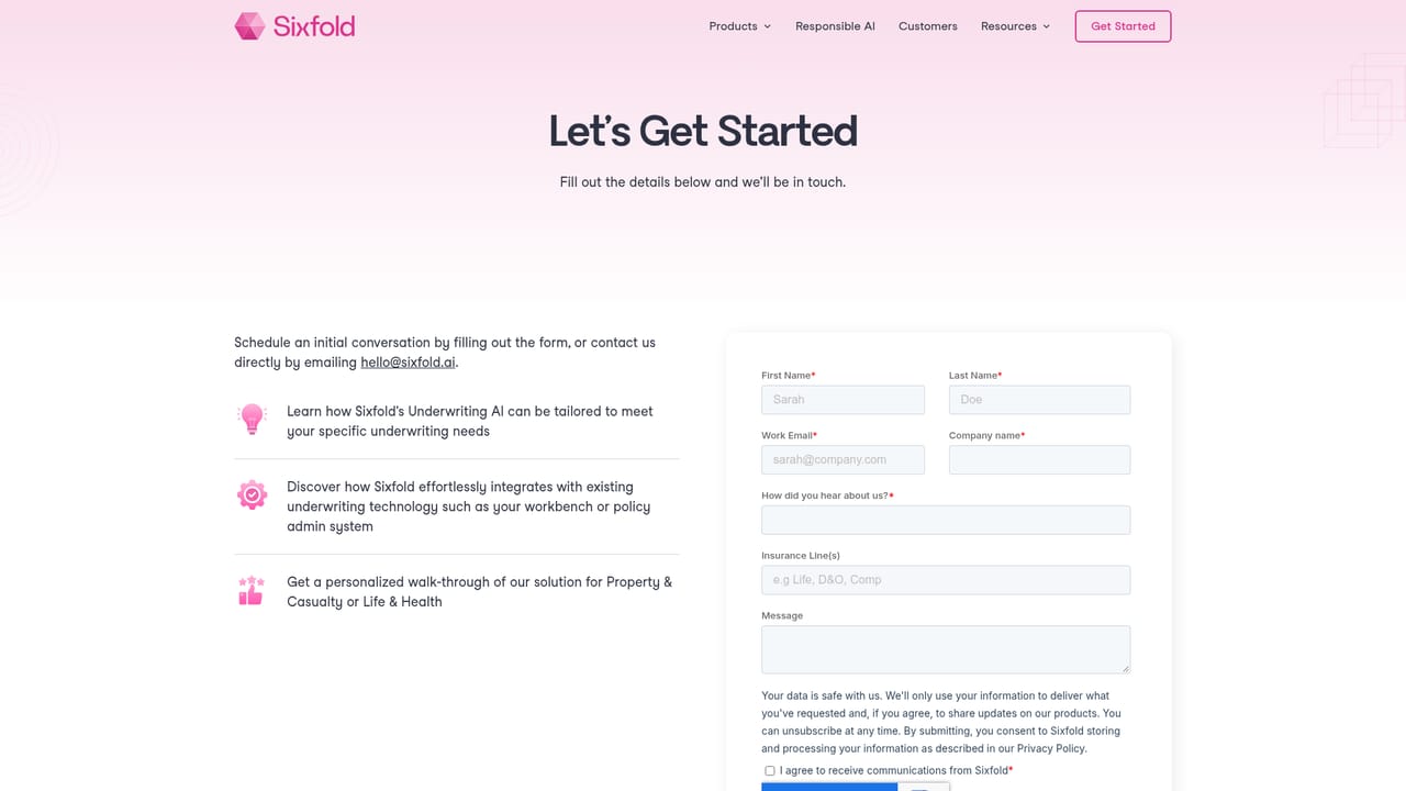 Sixfold — Request a demo and scope your lines of business