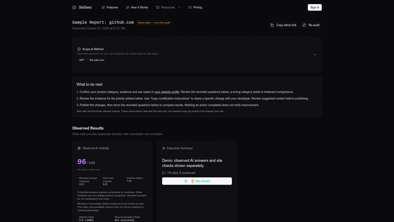 Skillaeo — Look at the sample report first