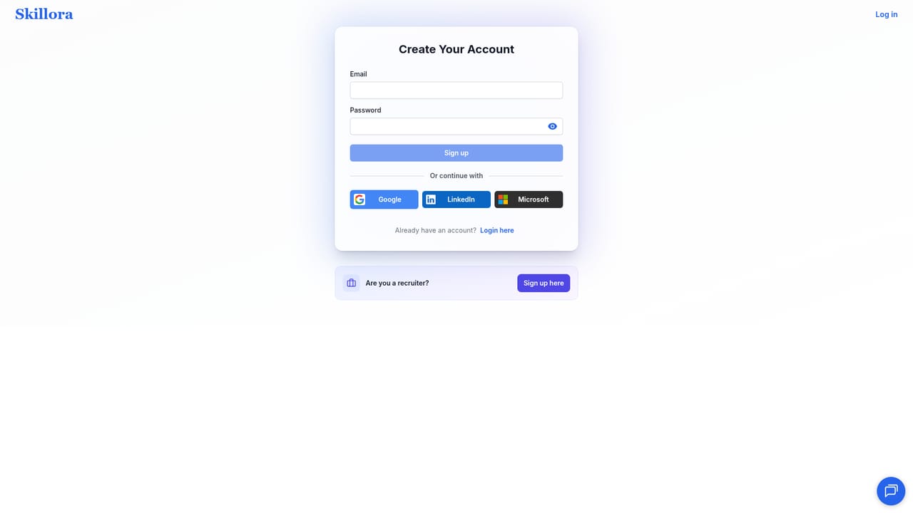 Skillora — Create a job seeker account