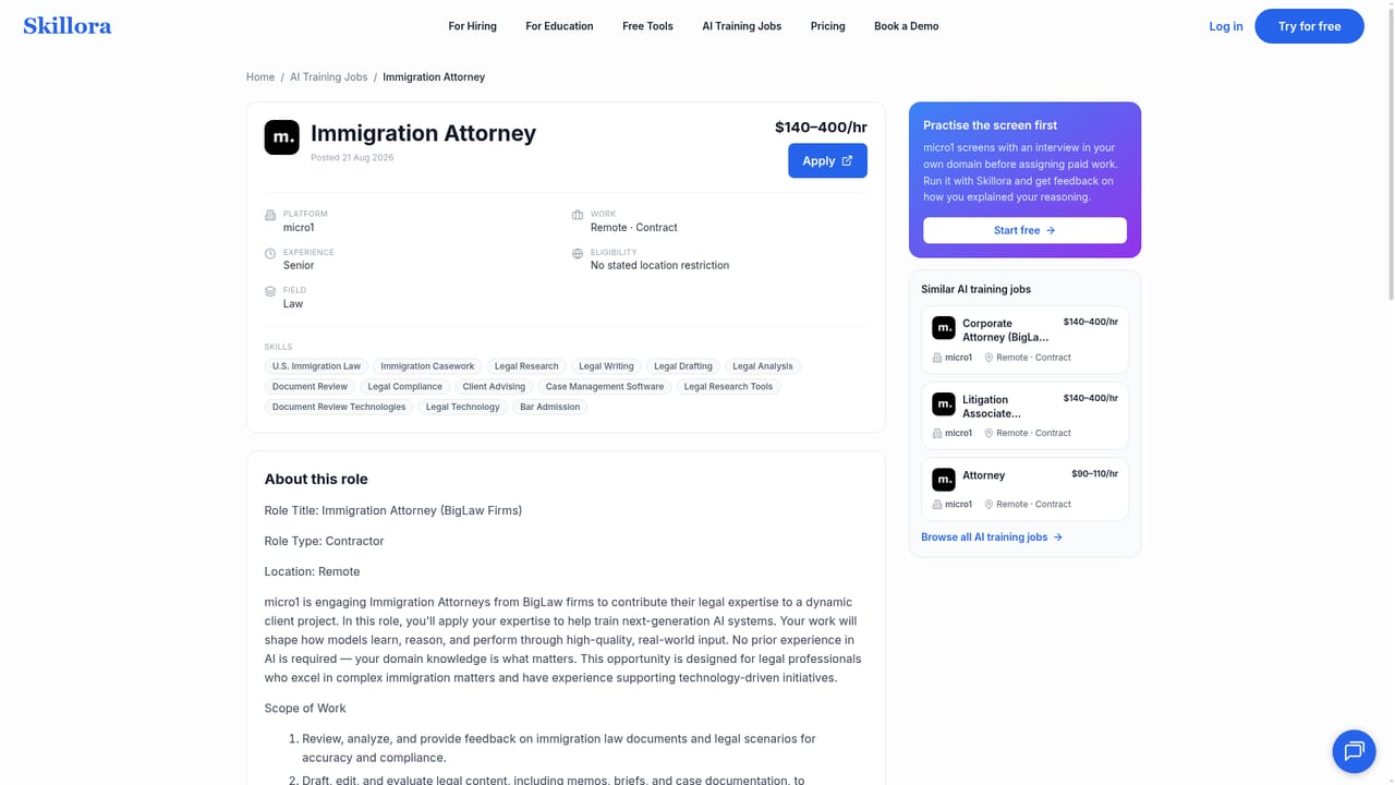 Skillora — Browse matched roles and practice for them
