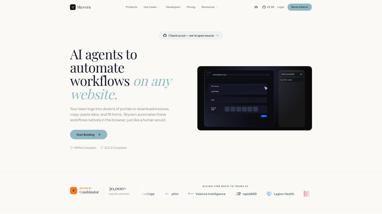 Skyvern — Start a workflow from a description