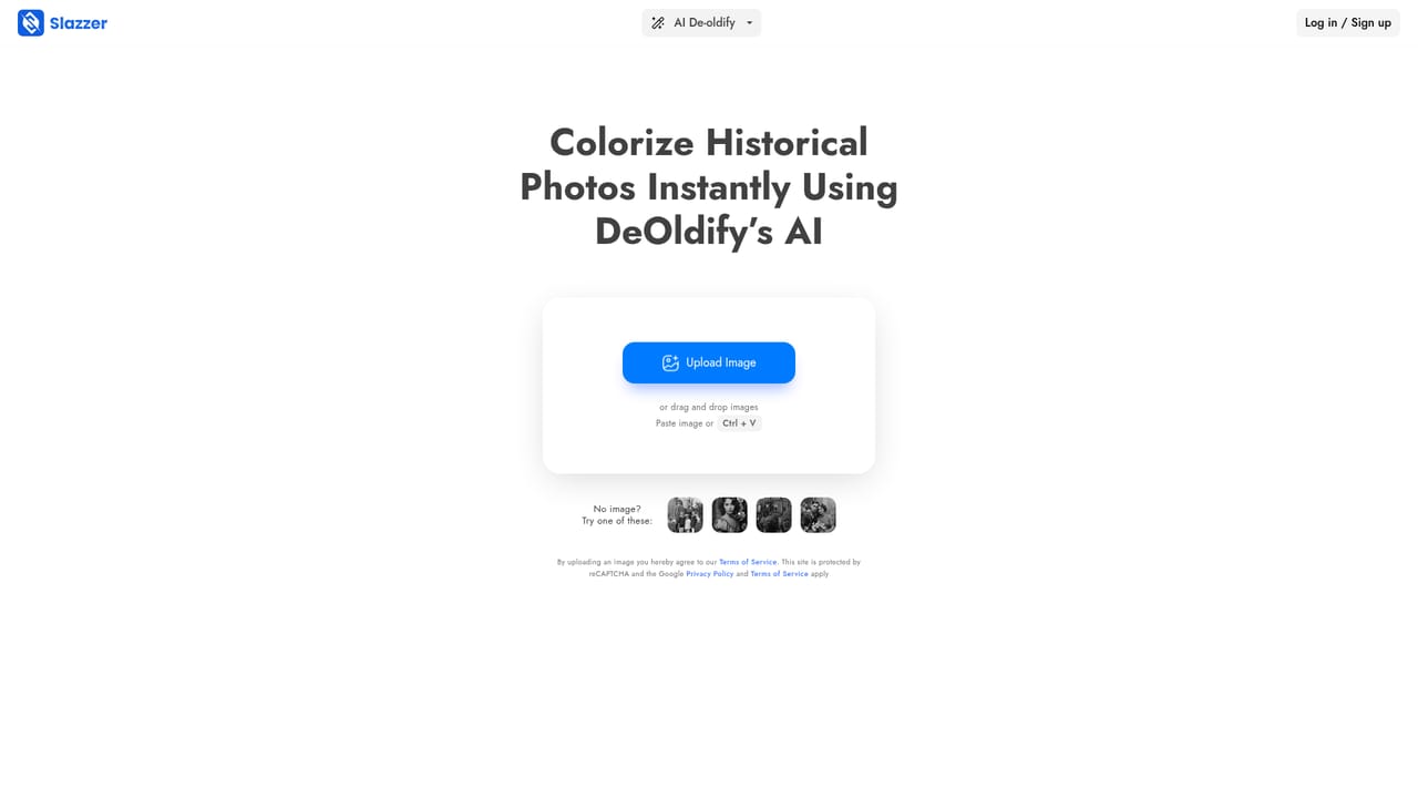 Slazzer DeOldify AI — Open the AI Deoldify upload page