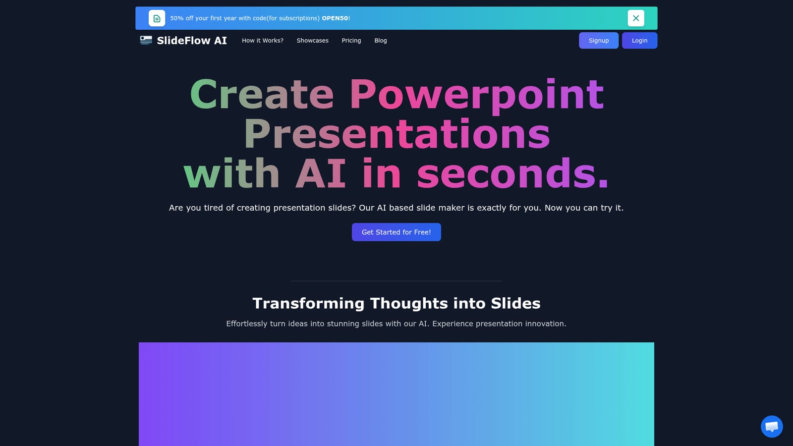 SlideFlow — Start from the dashboard