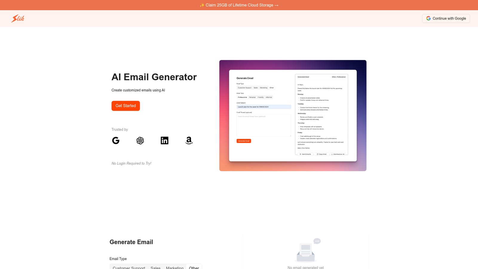 SlikSafe Email Generator — Open the generator and start without an account