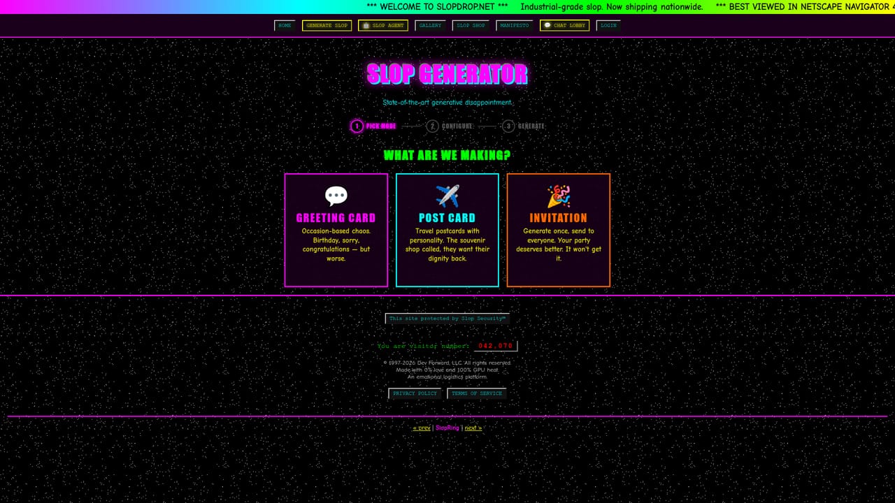 SLOPDROP.NET — Open the generator