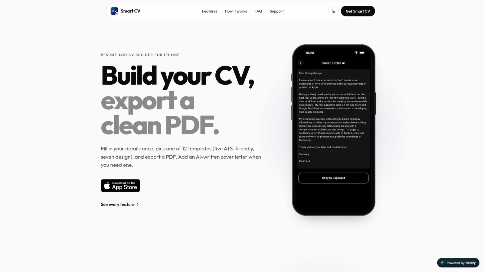 Smart CV — Install Smart CV and start a CV