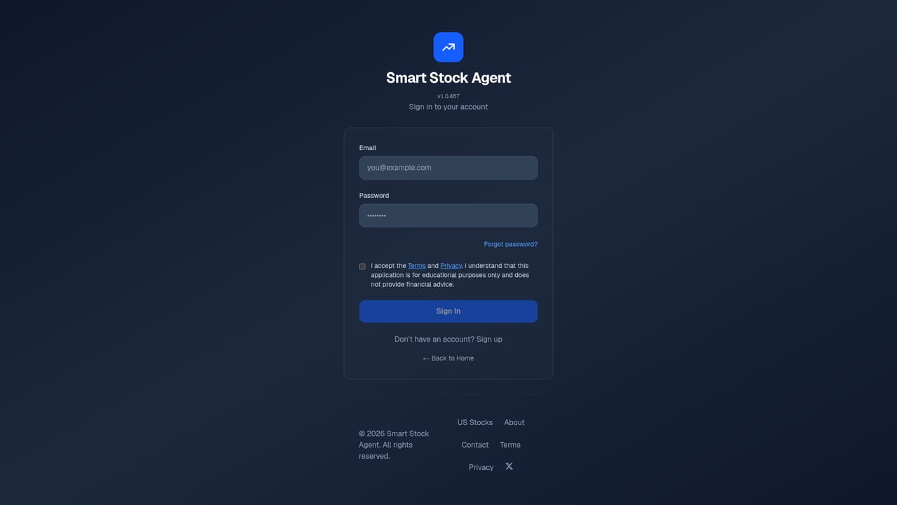 Smart Stock Agent — Create your account