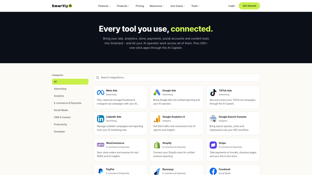 SmartlyQ — Connect your channels and tools