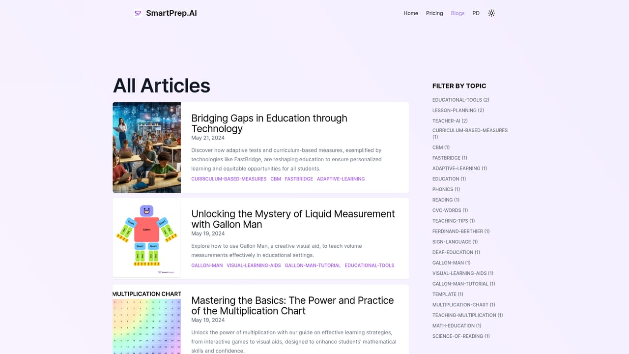 SmartPrep — Browse the article library for classroom ideas