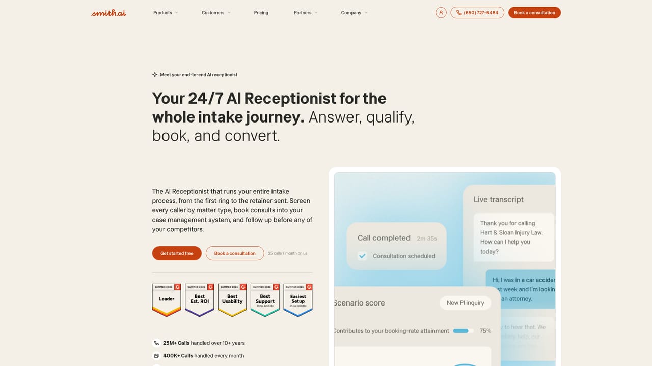 Smith.ai — Check the AI receptionist demo