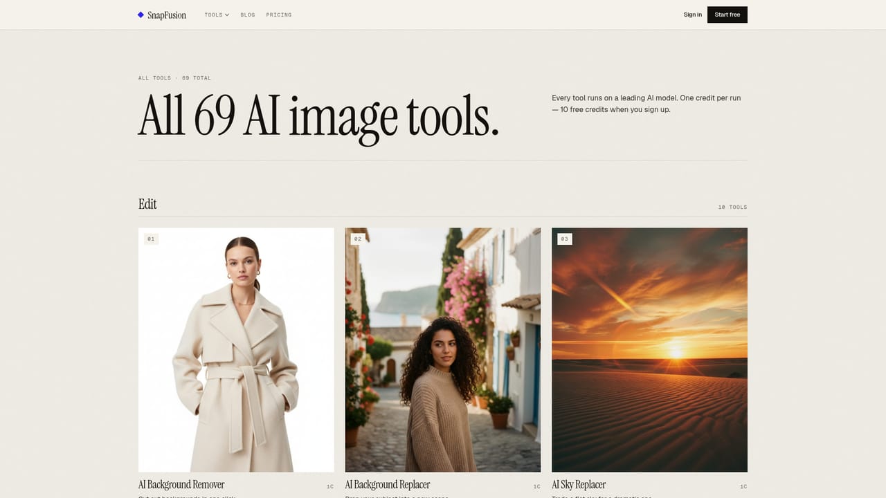SnapFusion — Browse the 69 tools