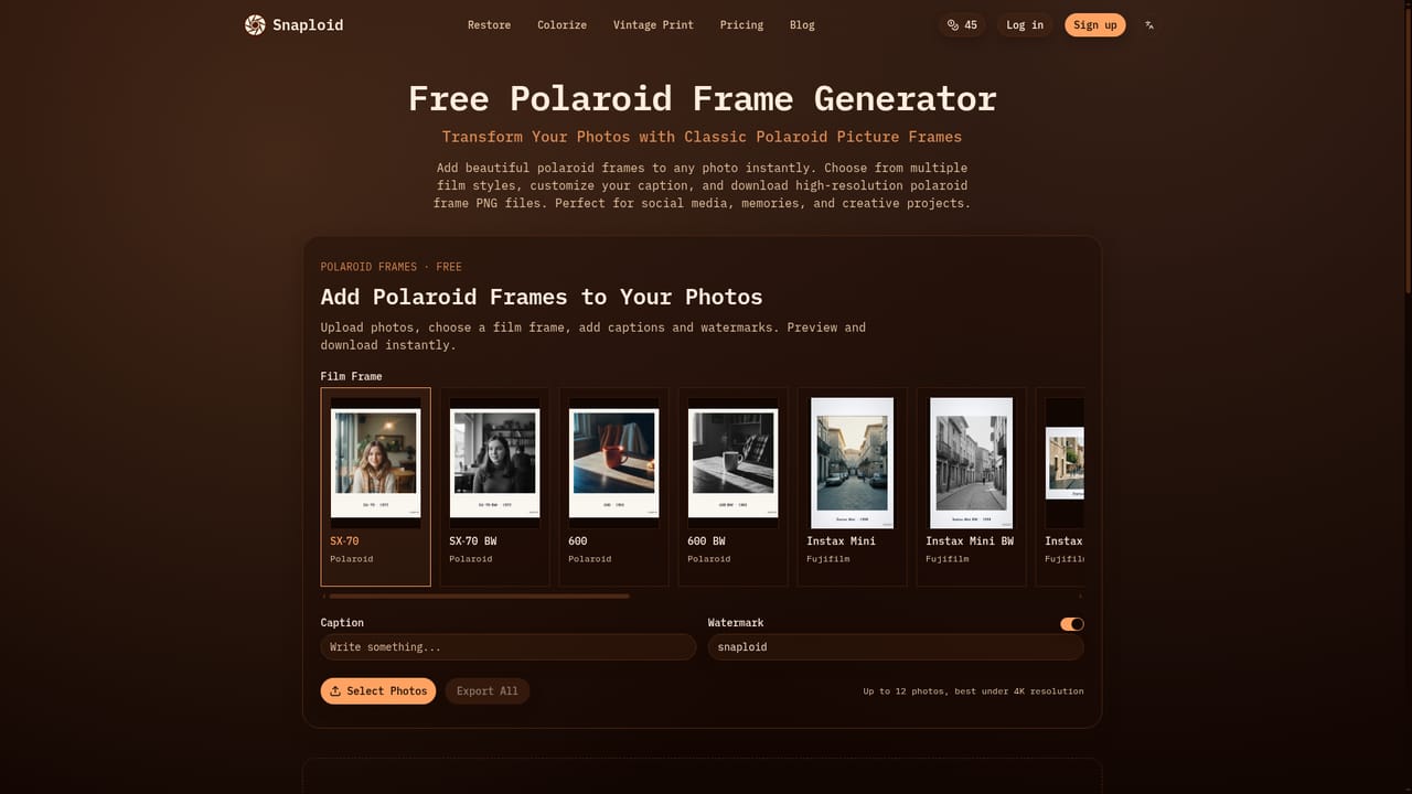 Snaploid — Add a free frame