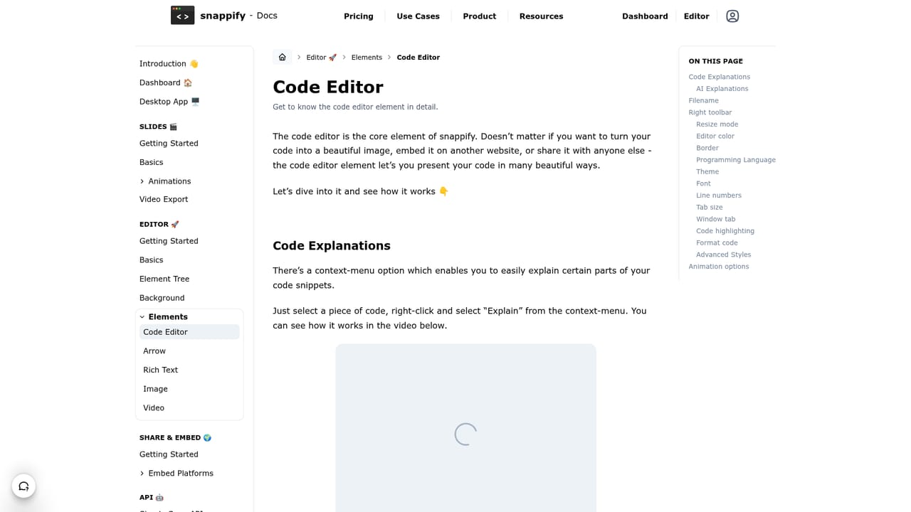 Snappify — Add and configure code elements