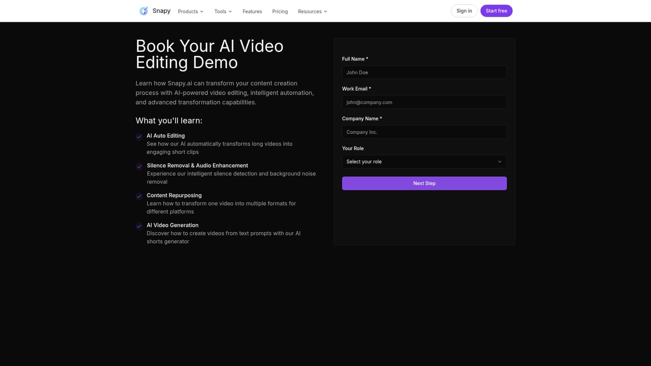 Snapy AI — Book a walkthrough if needed