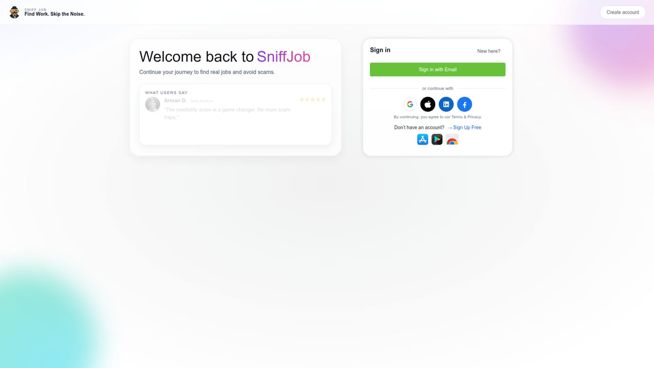 Sniff Job — Verify a job listing