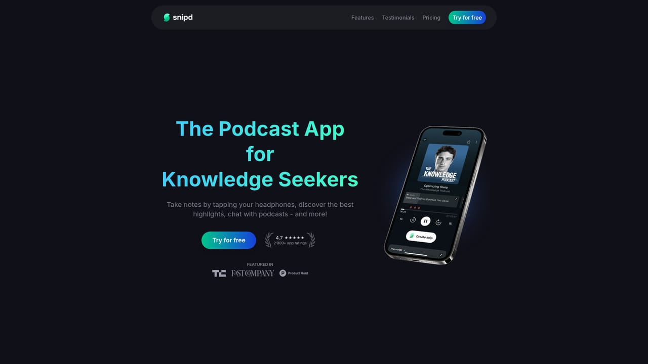 Snipd — Install the app and pick a podcast