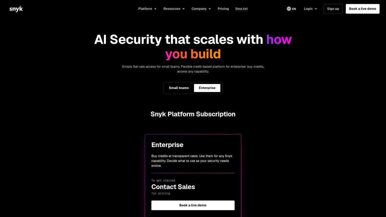 Snyk — Move to a paid plan or request a demo