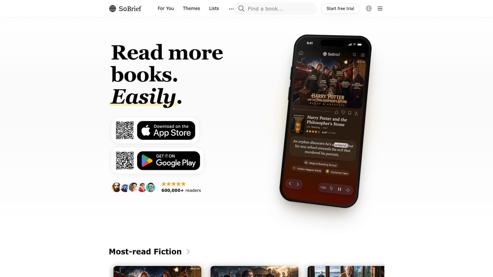 SoBrief — Browse the catalogue from the homepage
