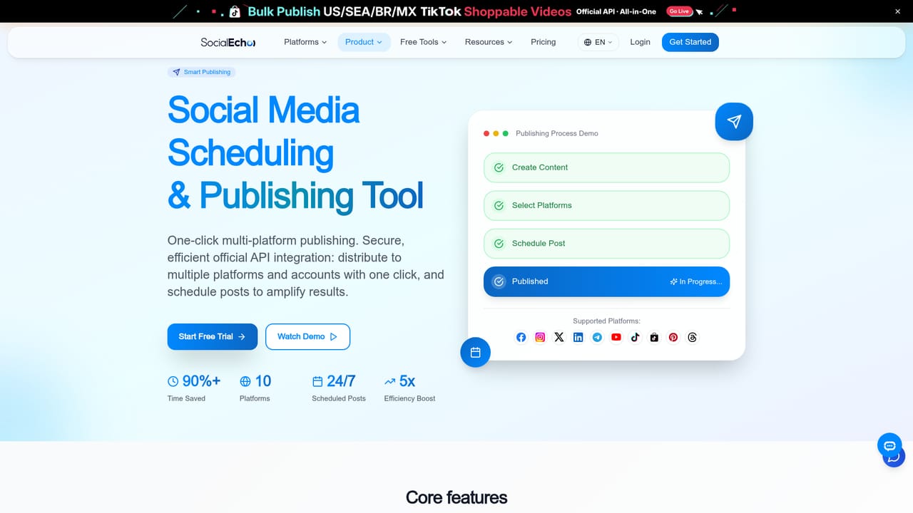 SocialEcho — Adapt and schedule across platforms