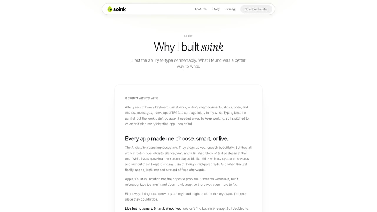 soink — Read the founder story and setup notes