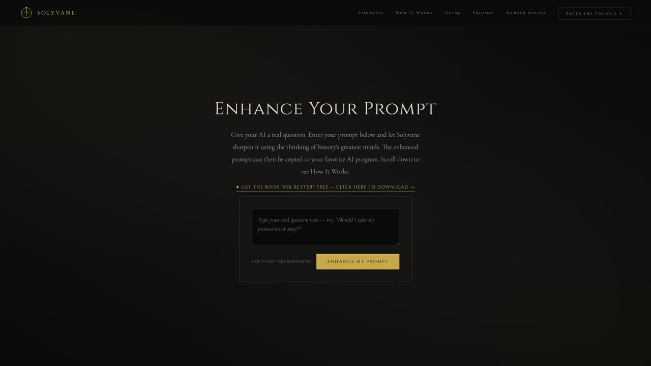 Solyvane — Open the prompt box and read the sample exchange