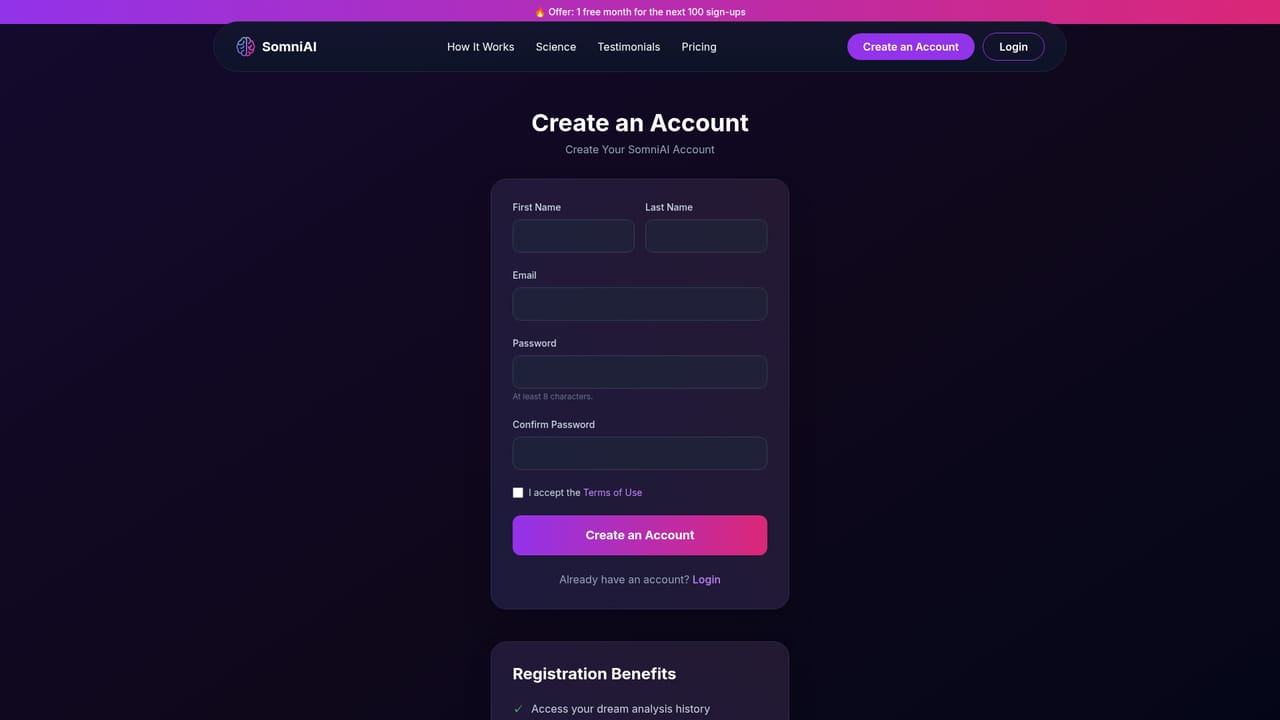 SomniAI — Create your account