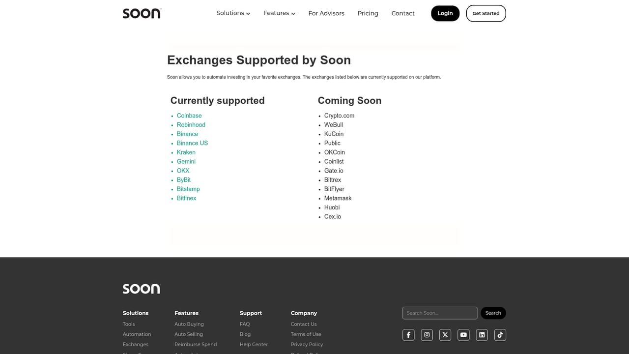 Soon app — Connect your exchange accounts