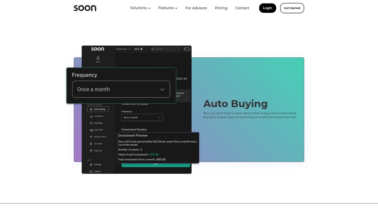 Soon app — Set up Auto Buying