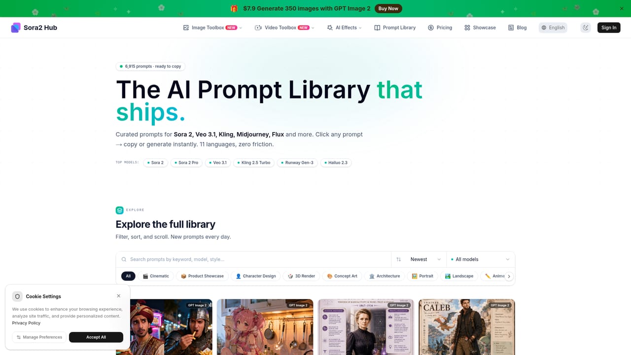Sora2 Hub — Pull ideas from the prompt library