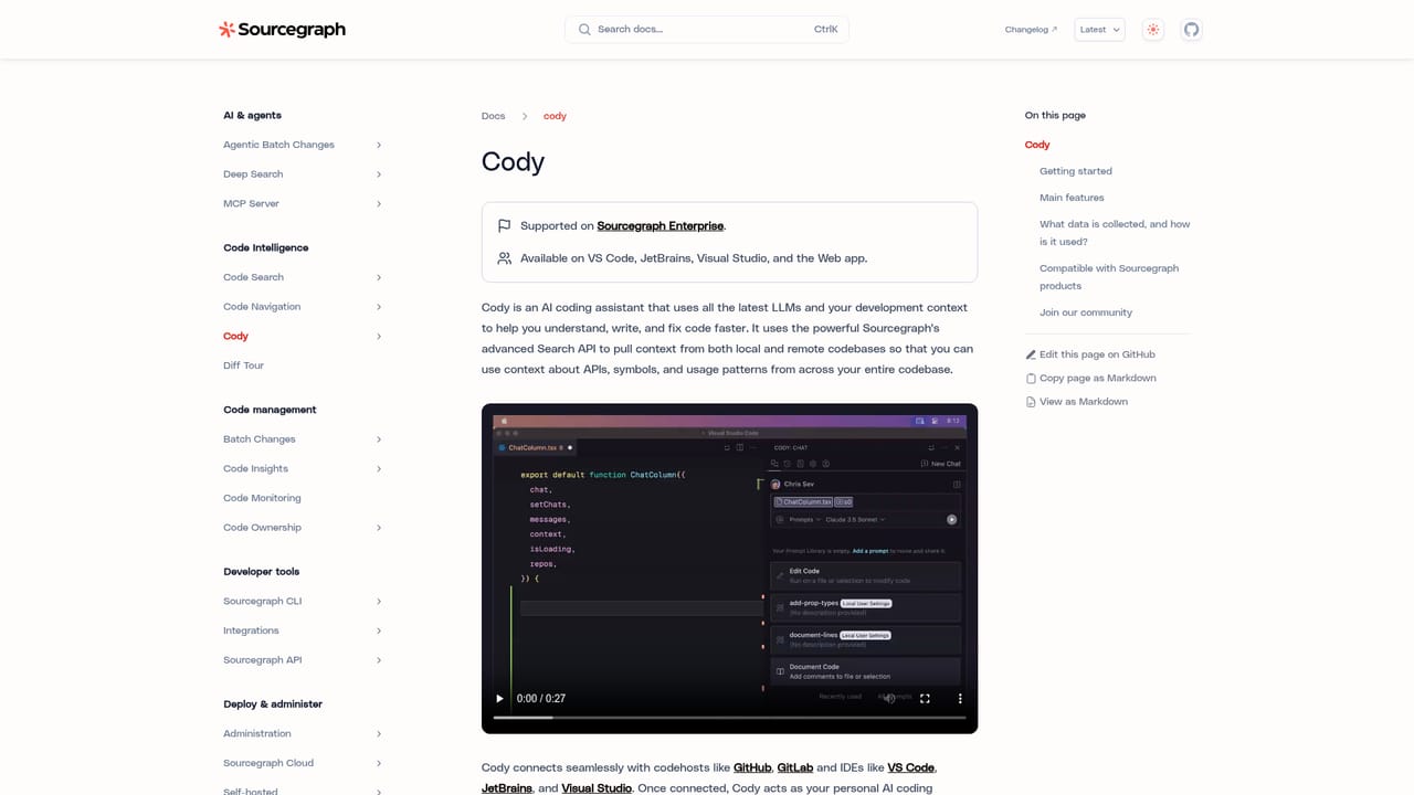 Sourcegraph Cody — Review the Cody overview