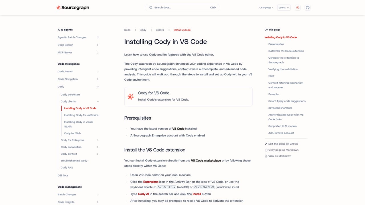 Sourcegraph Cody — Install the extension for your editor