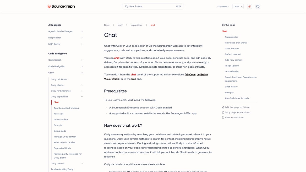 Sourcegraph Cody — Ask questions in chat with added context
