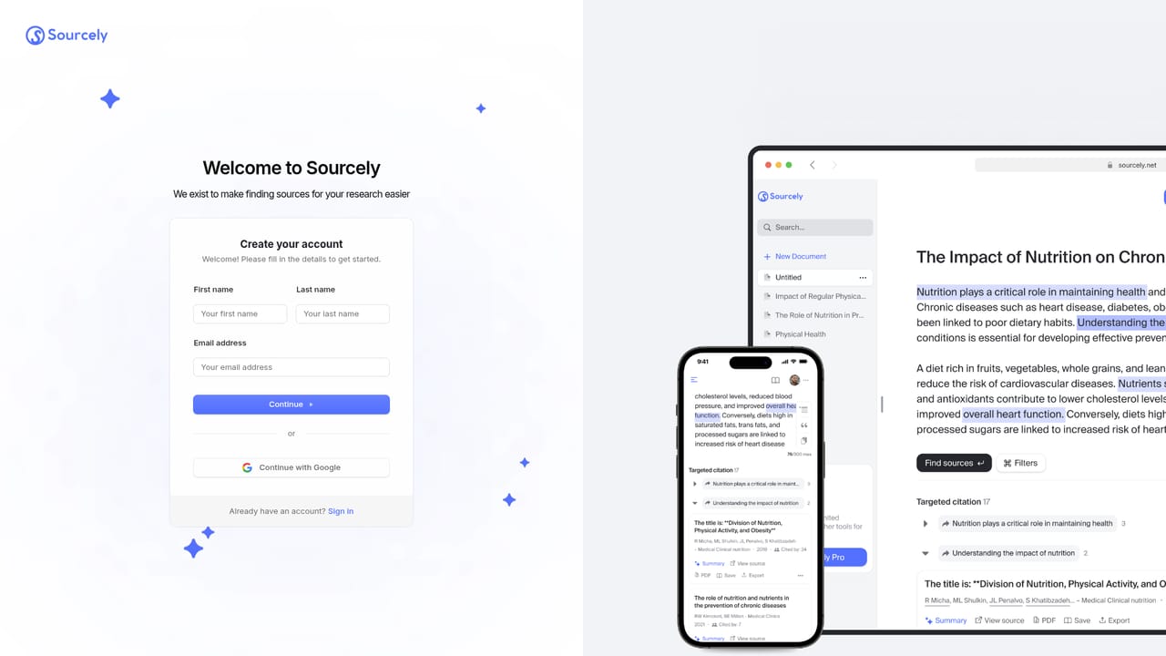 Sourcely — Create a Sourcely account
