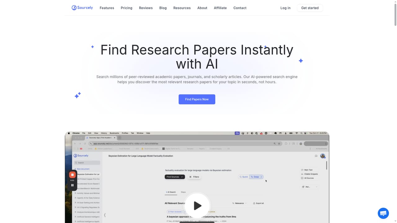 Sourcely — Run the source search and set filters