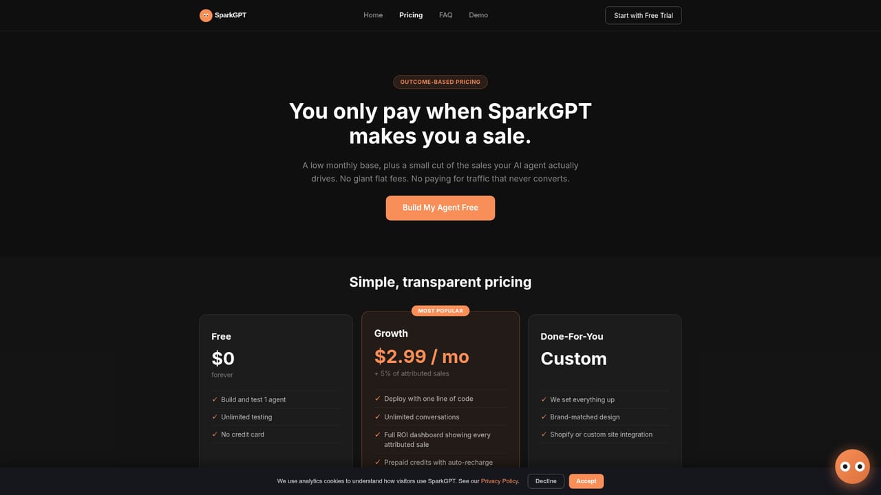 SparkGPT — Check pricing and attributed orders