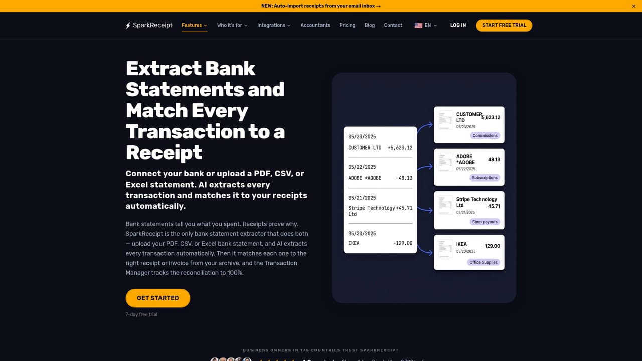SparkReceipt — Connect your bank or prepare a statement upload