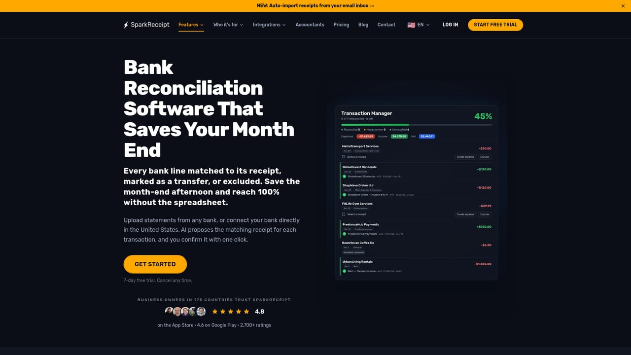 SparkReceipt — Confirm the monthly receipt matches