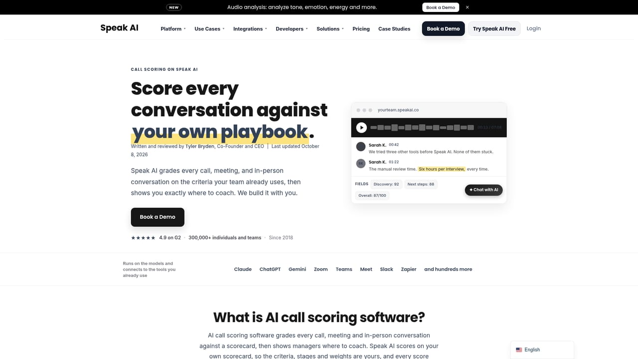 Speak Ai — Define fields and scoring