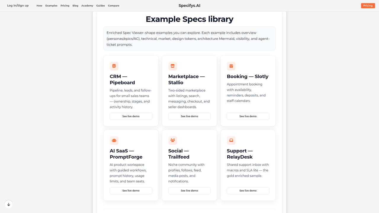 Specifys.ai — Generate and review the spec