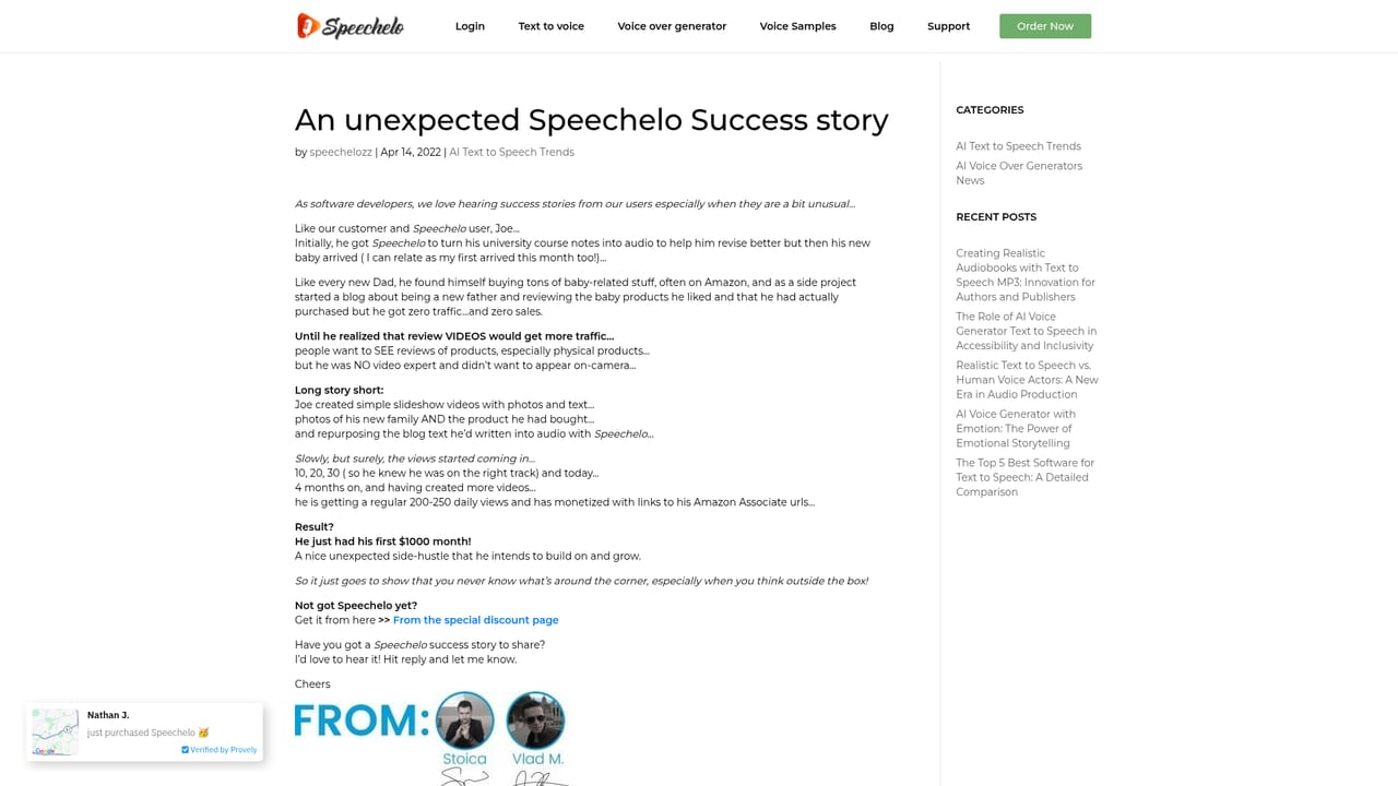 Speechelo — Read the success stories for context