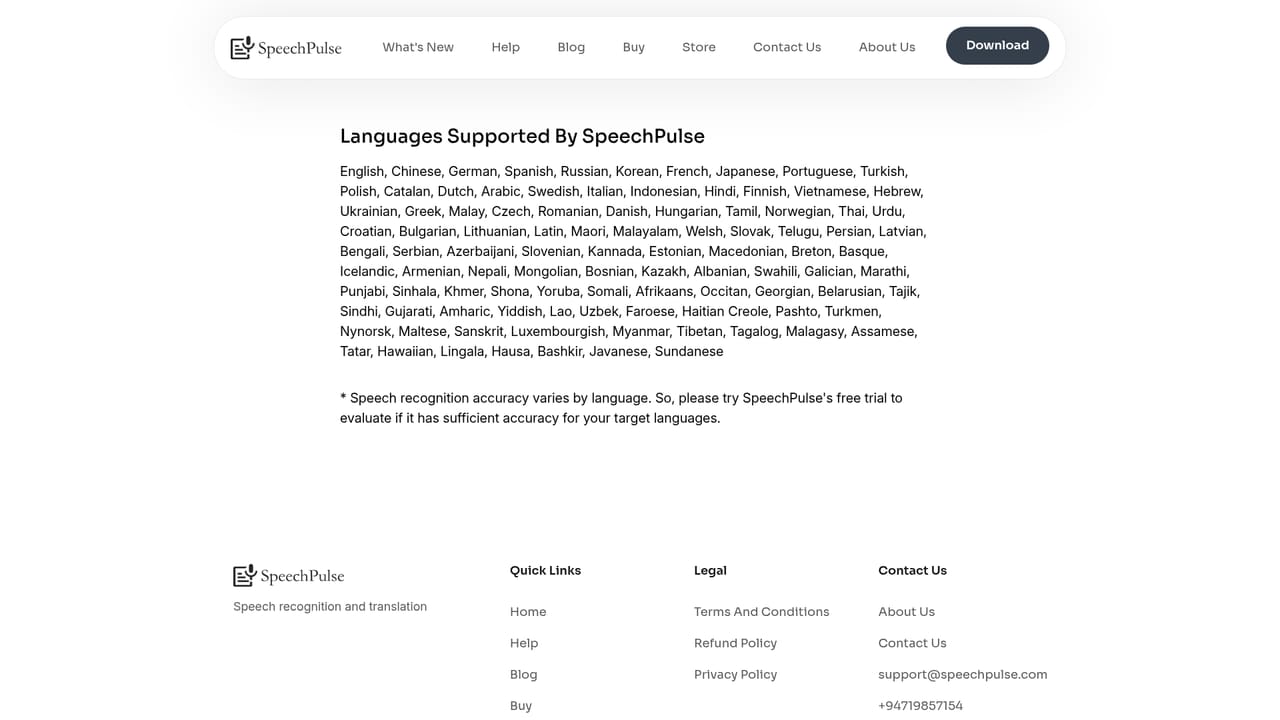 SpeechPulse — Confirm your language is covered