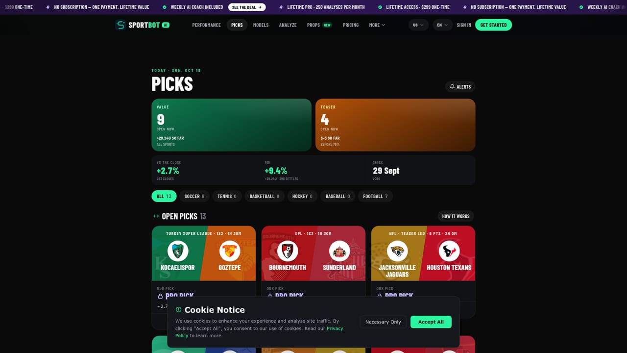 SportBot AI — Read the day's picks