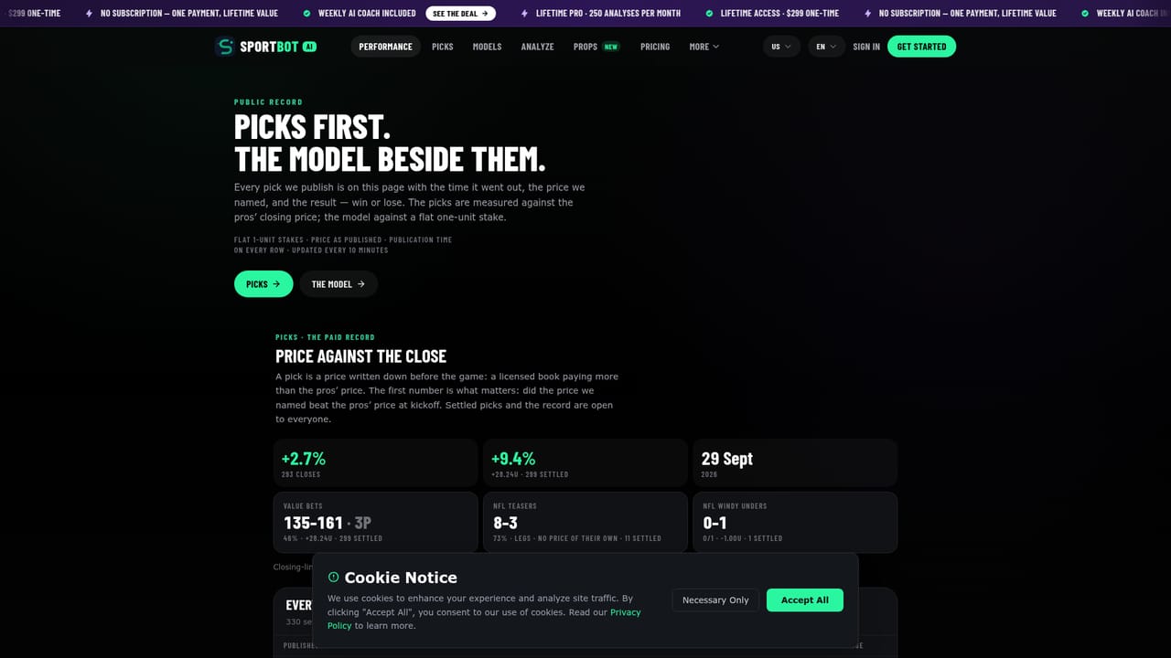 SportBot AI — Check the track record