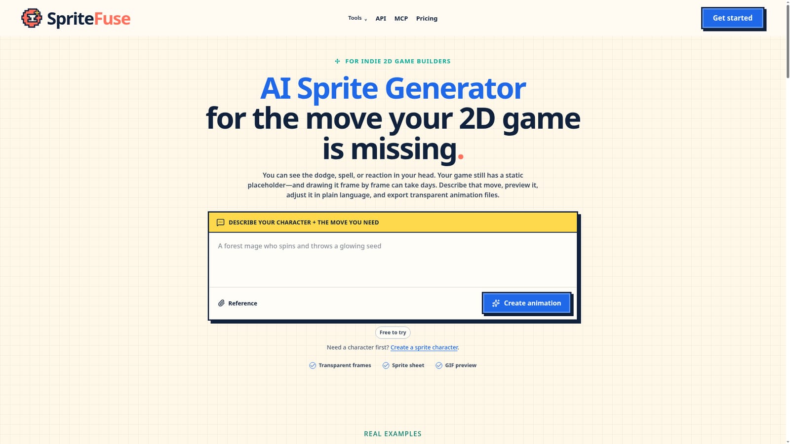 SpriteFuse — Describe the character and the move