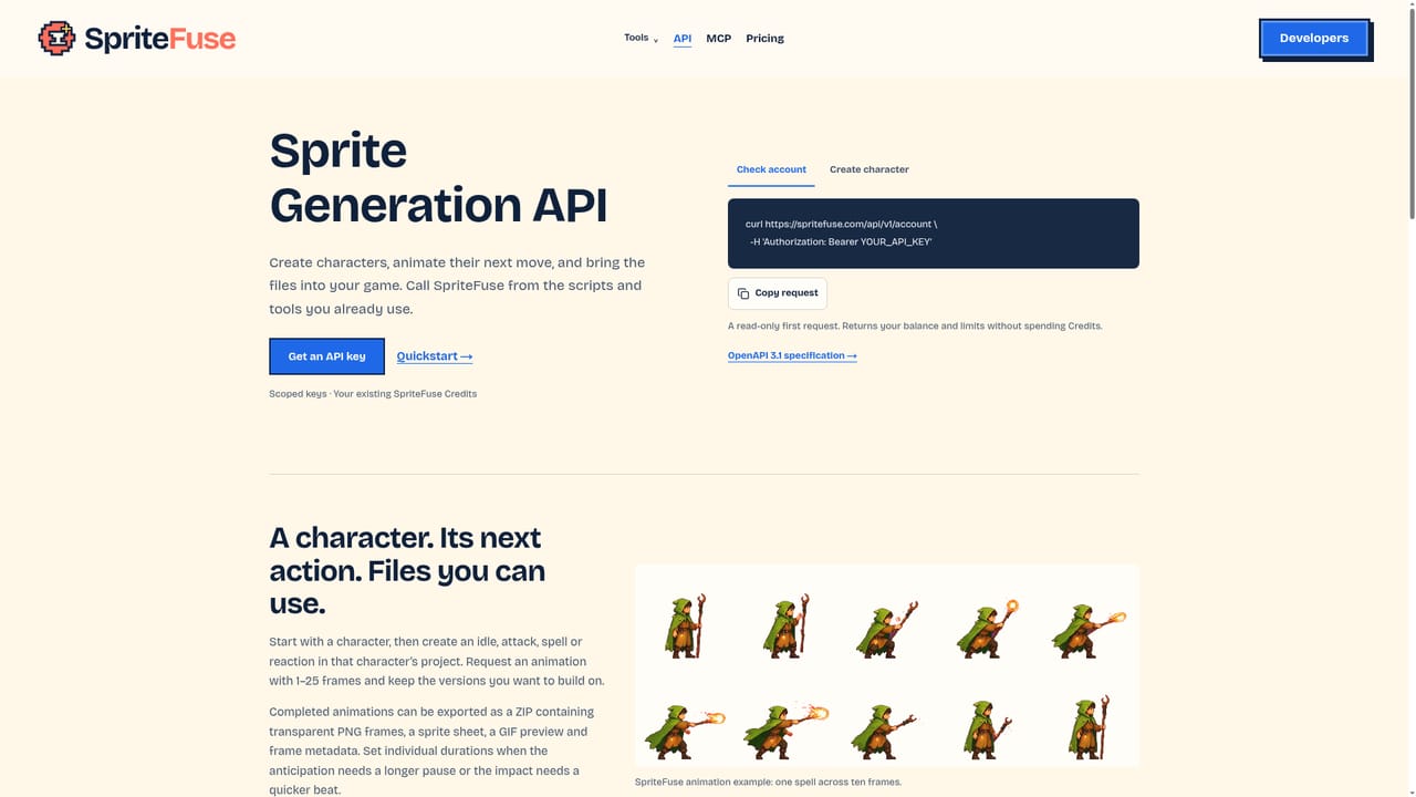 SpriteFuse — Continue editing or integrate via API